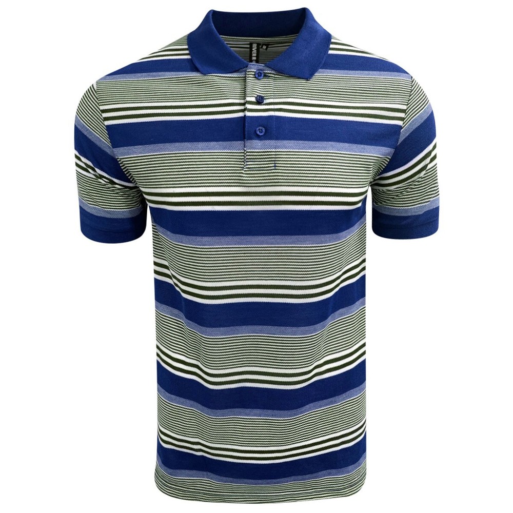 Men’s Short Sleeve Polo T-Shirt Stripe Pique Casual Regular fit Fashion Work Top