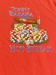 Tommy Bahama Hot Streak Casino Graphic Pocket T Shirt Red Small SP Cigar Dice Po