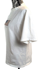 Galena Illinois Whitee Cottton Large Ladies T-Shirt with American Flag