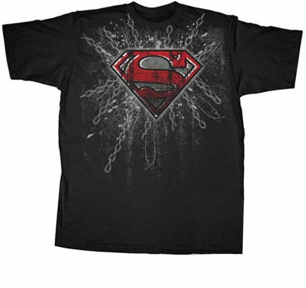 Youth Boys DC Comics Hero Superman Super Steel Red Foil Print Black T-shirt Tee