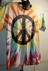 Peace Time Tie-Dye TShirt L Single Stitch Cotton T Shirt Stains 1990 Fruit Loom