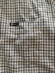 VINTAGE CHAPS XL EASY CARE COLLARED BUTTON UP SHORT SLEEVE SHIRT PLAID BLUE