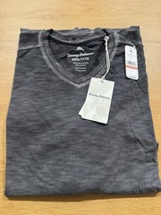 Tommy Bahama V-neck 100% Pima Cotton Shirt New Short Sleeve Suncoast Shores Coal