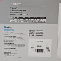 Hanes Men’s Tagless 6 White Crew Neck Cotton Stretch Pack Size M 38-40
