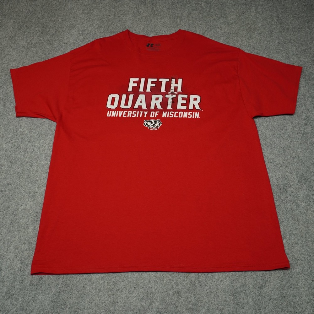 New Russell University of Wisconsin Men’s T-Shirt Red 2XL Cotton