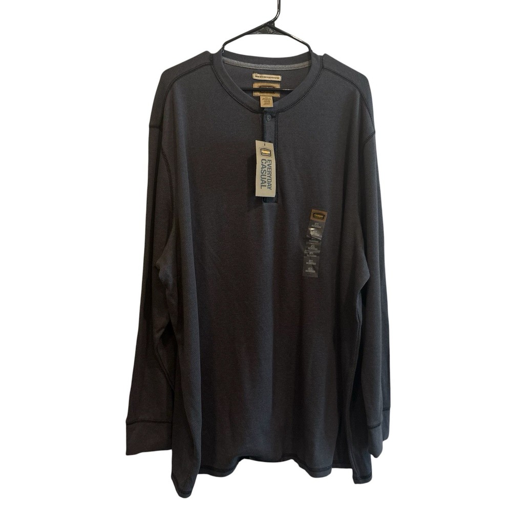 NWT Foundry Men’s Dark Gray Waffle Thermal Pullover Henley Cotton Shirt 3XL