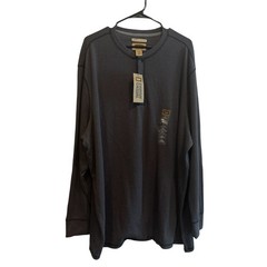 NWT Foundry Men’s Dark Gray Waffle Thermal Pullover Henley Cotton Shirt 3XL