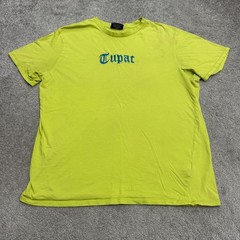 Cotton On Graphic Tee Men M/L Lime Green Tupac Shakur Embroidered Hip Hop Cotton