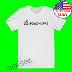 Solidworks Solid Works Men’s White T-Shirt Size S to 3XL