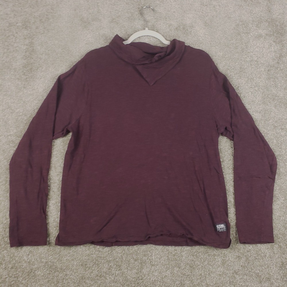 i Jeans By Buffalo Caruso Mock Cowl Neck Maroon Long Sleeve Shirt Sz L Mens Logo
