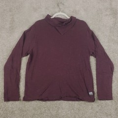 i Jeans By Buffalo Caruso Mock Cowl Neck Maroon Long Sleeve Shirt Sz L Mens Logo