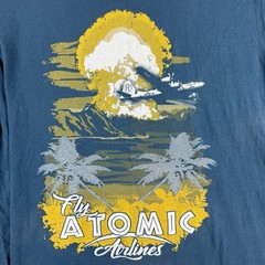 Grunt Style 1776 Large T-Shirt Fly Atomic Airlines Blue Fits Like Medium