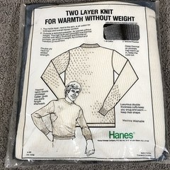 NEW 70s Hanes Winter Thermal Underwear Knit Top LS Small 34/36 USA Vintage NOS