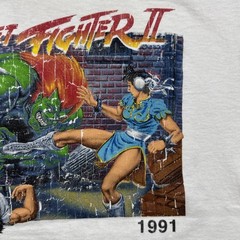 Street Fighter II Graphic T-Shirt White Retro Gaming 1991 Men’s M Double Sided