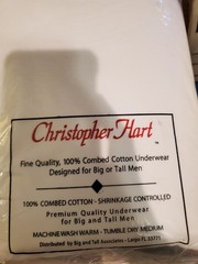 New Christopher Hart 6X ( 66-68) Crew Neck T Shirt White 2 Pack