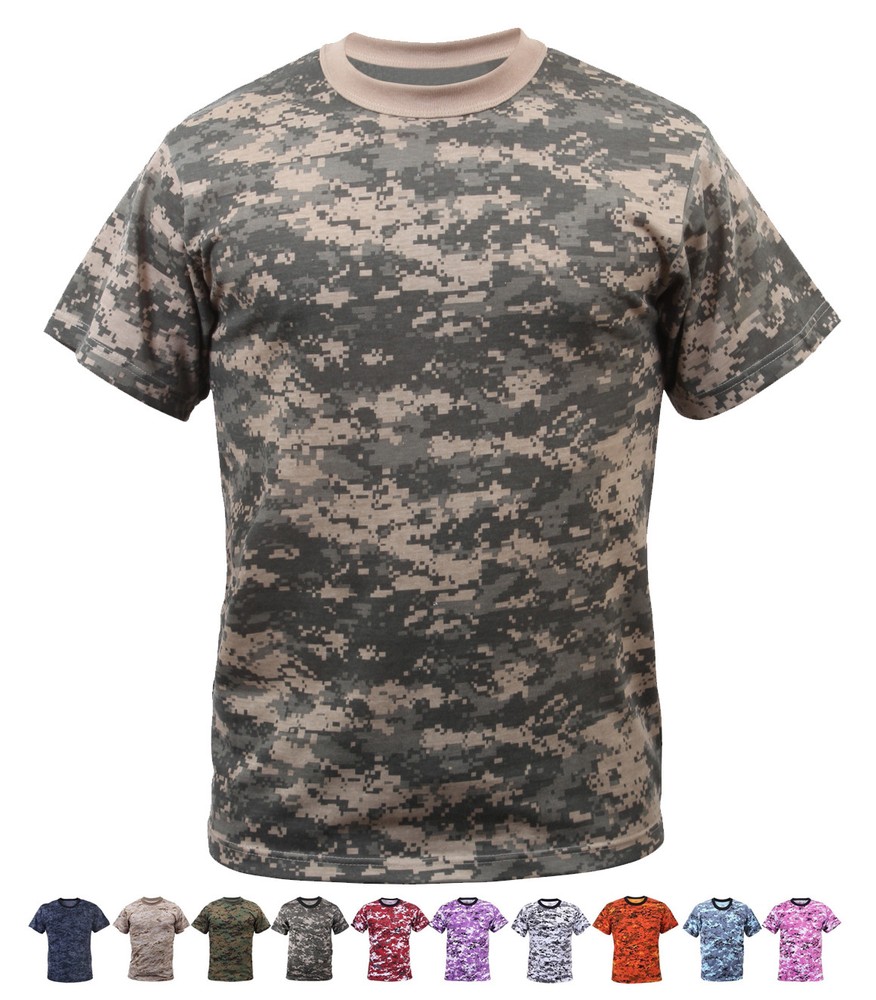 Digital Camo Tactical T-Shirt Camouflage Military Tee Short Sleeve Digital Army
