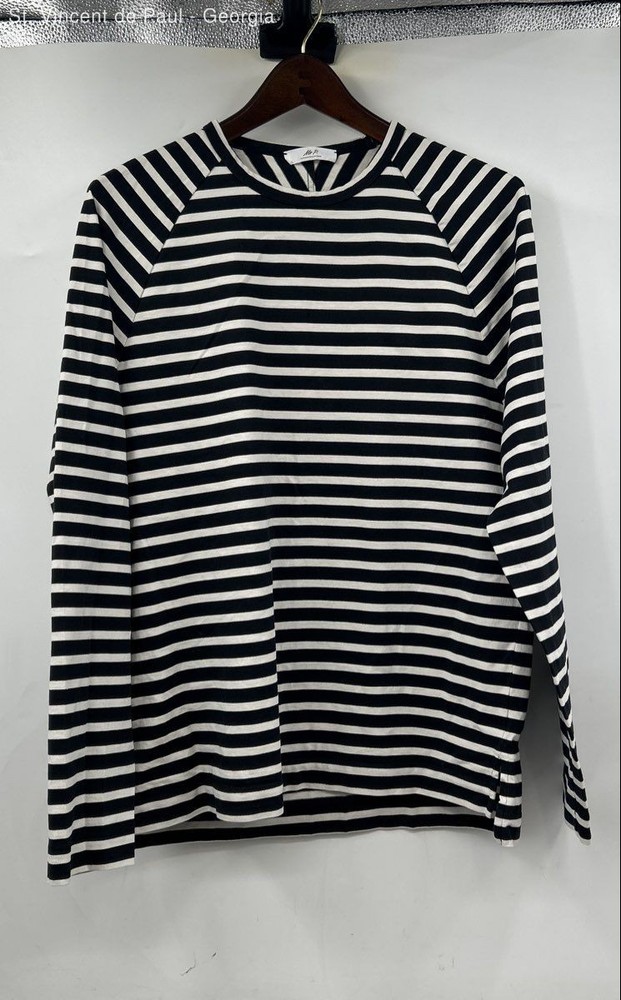 Mr. P Mr. Porter Long Sleeve Striped Tee Shirt Men’s Large White Black