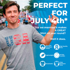 Mens Fourth Of July Hotdog T Shirt Funny Patriotic Cookout Grilling Tee for Guys