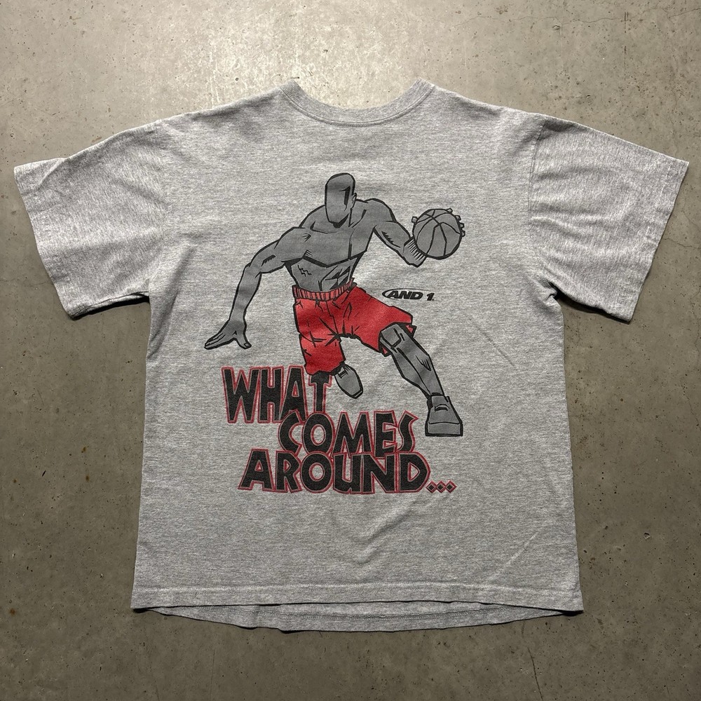 Vintage And1 Basketball Trash Talk Graphic T Shirt Youth L Fits Men’s S/M Grey