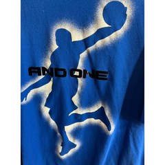 AND1 Mens Royal Blue Graphic Basketball T-Shirt Slam Dunk Streetball Tee
