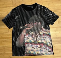 Sean John Mens Hiphop rapper Notorious B.I.G Casual Black Graphic T-Shirt|SZ:L