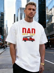 Fire Truck Letter Graphic 100% Cotton Men’s T-Shirt for Daily Streetwear