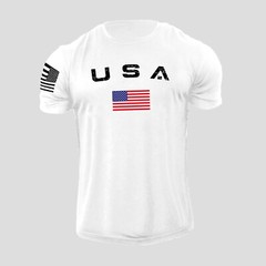 New Men’s Casual USA Flag T Shirt American Patriotic 100% Cotton Plus Size L-6XL