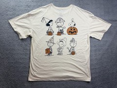Peanuts Snoopy Halloween Shirt Mens XXL Cream Graphic Tee Hybrid Apparel