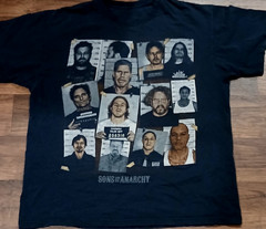 SONS OF ANARCHY Mugshot T Shirt Mens Large Black Biker TV Show Graphic Tee