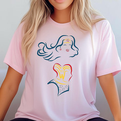 Minimal Wonder Woman Line Art T-Shirt | Feminine Superhero, Women Empowerment