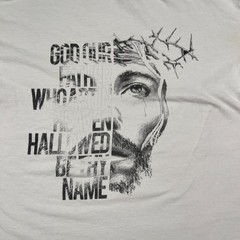 Vintage Y2k Christian Jesus Our Father Lord’s Prayer Shirt Large 21×26 White
