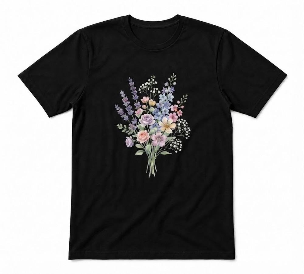 Wildflower Mothers Day Boho Wildflowers Nature Black T-shirt