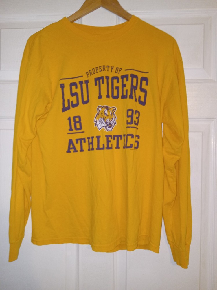 LSU Tigers Long Sleeve T-Shirt Adult Medium Gold Gildan Louisiana State