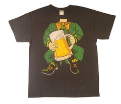 St. Patrick’s Day Leprechaun Beer T Shirt 100% Cotton Irish Black Men’s SZ Large