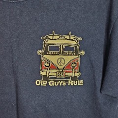 Old Guys T Shirt Mens Medium Navy Blue Surf Bus Camper Graphic Tee