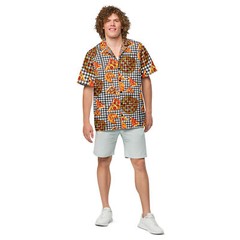 Pizza Pie & Slices Black Table Cloth – Lightweight Button Up Casual Dress Shirt
