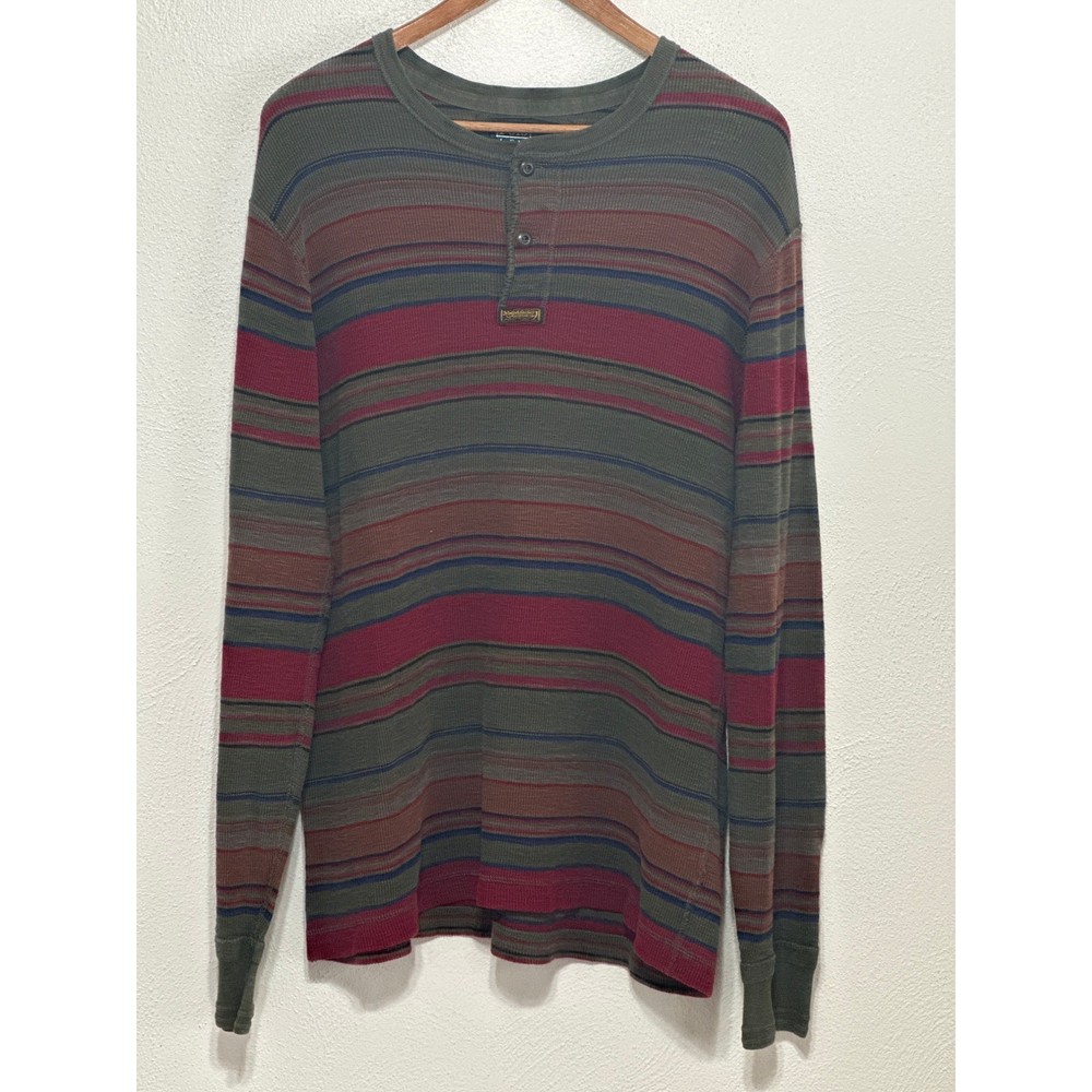 VTG Polo Ralph Lauren Striped Henley XXL Earth Tones Classic Preppy Streetwear