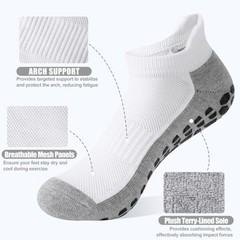 Mens Non Slip Socks 3 Pairs Anti Skid Thick Socks Sticky Grip Sock for Pilate…