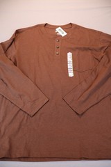 NEW Duluth Trading Co Longtail T Relaxed Long Sleeve Henley T Shirt Brown 2XL