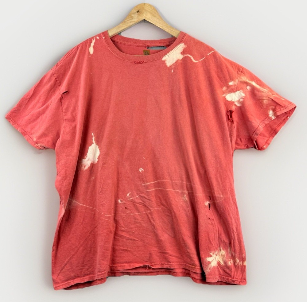 Goldtoe Men’s T Shirt XXL Destroyed Thrashed Sun Faded Orange Cotton