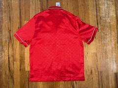 NEW WT Adidas Men’s Satin Shirt Monogram Size MEDIUM Shiny Glanz Button Down