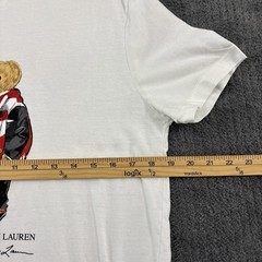 Polo Ralph Lauren T Shirt Mens Small Polo Bear Hot Cocoa Preppy White Tee FLAW