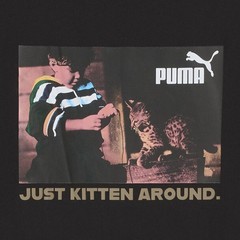 PUMA Kitten Graphic Crew Neck Short Sleeve T-Shirt Mens Black Casual Tops 684441