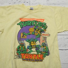 Vintage Teenage Mutant Ninja Turtles Shirt Teens XL Yellow Turtle Weekend 80s