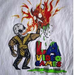 Nasty Neckface LA Video Games “Finish Him” Graphic T-Shirt / L / White Cotton