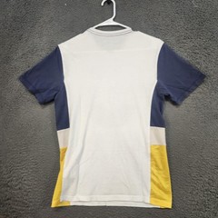 True Religion Shirt Mens XS White Navy Yellow Colorblock Horseshoe Logo Tee