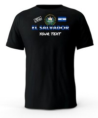Made In El Salvador Black T-Shirt camiseta with Free custom text(optional)