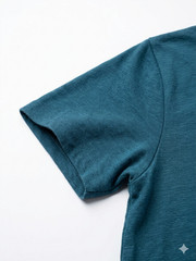 Second Layer Men’s XXL Teal Slub Cotton T-Shirt Slim Fit Crew Neck Short Sleeve