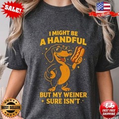 I Might Be a Handful, But My Wiener Funny Embarrassing Crude T-Shirt | S to 5XL