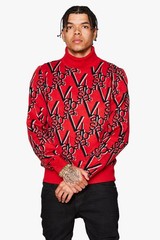 Valabasas Turtle Neck Sweatshirt Red & Black XL